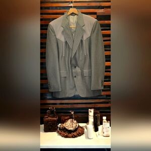 Men's Western Suit Coat Faux Suede Accents